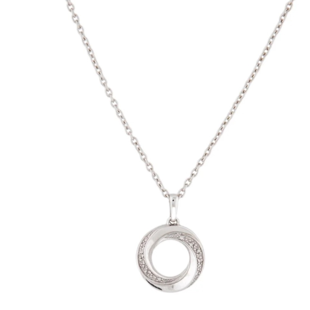 KPJ Diamond Open Circle Sterling Silver Pendant Necklace 4.6g